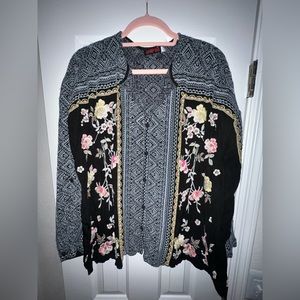 Johnny Was Embroidered Long Sleeve Top LARGE